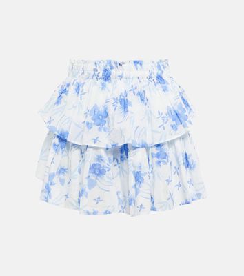 LoveShackFancy Ruffle floral cotton miniskirt