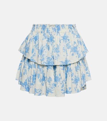 LoveShackFancy Ruffle linen-blend mini skirt