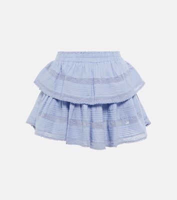 LoveShackFancy Ruffle shirred cotton miniskirt