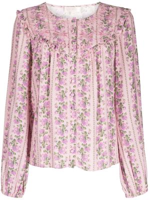 LoveShackFancy Sanderson floral-print blouse - Pink