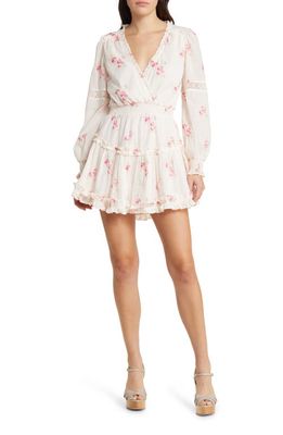LoveShackFancy Spruce Floral Long Sleeve Cotton Minidress in Berry Moment