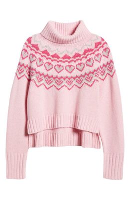 LoveShackFancy Tobi Turtleneck Wool Sweater in Fuschia Rose