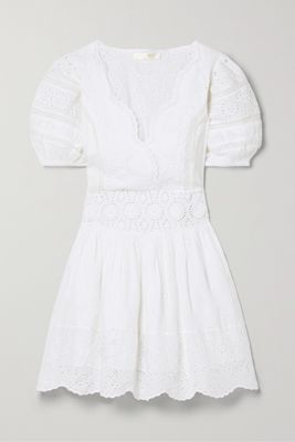 LoveShackFancy - Valente Crochet-trimmed Broderie Anglaise Modal Mini Dress - White
