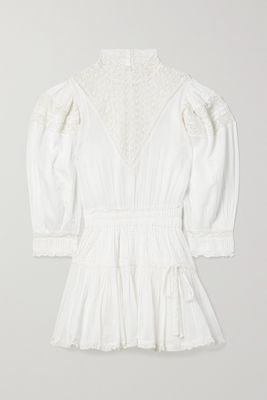 LoveShackFancy - Viola Crochet-trimmed Cotton-voile Mini Dress - White