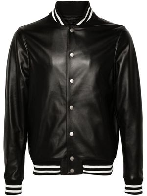 Low Brand baseball-collar leather bomber jacket - Black