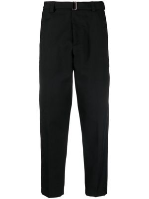 Low Brand belted-waist tapered-leg trousers - Black