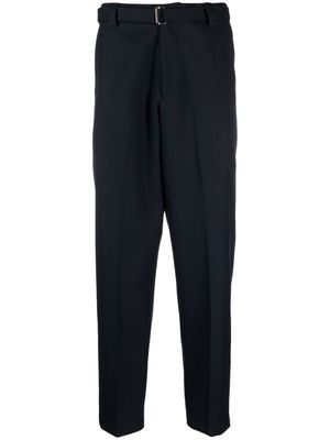 Low Brand belted-waist tapered-leg trousers - Blue