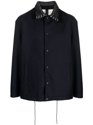 Low Brand contrast-collar button-up jacket - Blue