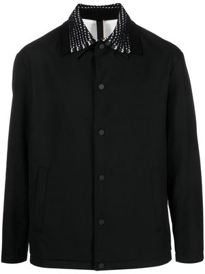 Low Brand contrast-collar press-stud jacket - Black