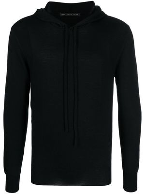 Low Brand drawstring merino wool hoodie - Black