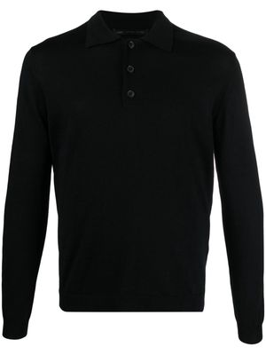 Low Brand fine-knit merino wool polo shirt - Black