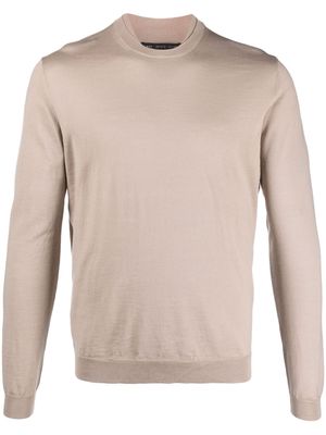 Low Brand layered-neckline merino wool jumper - Neutrals