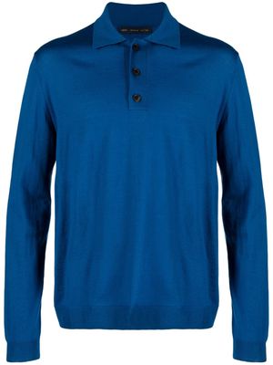 Low Brand long-sleeved merino polo shirt - Blue