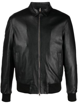 Low Brand quilted-lining padded leather jacket - Black