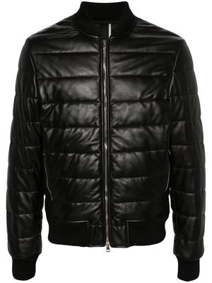 Low Brand quilted zip-up leather jacket - Black