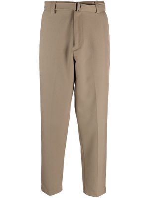 Low Brand straight-leg belted trousers - Green
