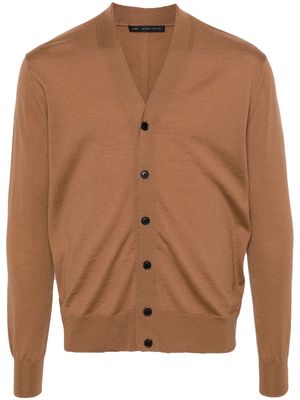 Low Brand V-neck merino wool cardigan - Brown