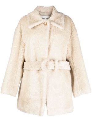 Low Classic belted faux-shearling coat - Brown