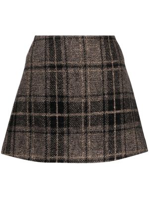 Low Classic check-pattern wool-blend miniskirt - Brown