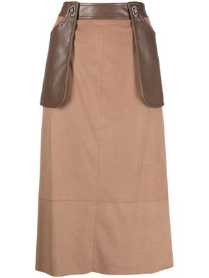 Low Classic contrasting-panel detail skirt - Brown