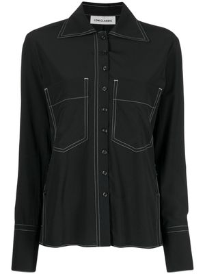 Low Classic contrasting-stitch straight-cut shirt - Black