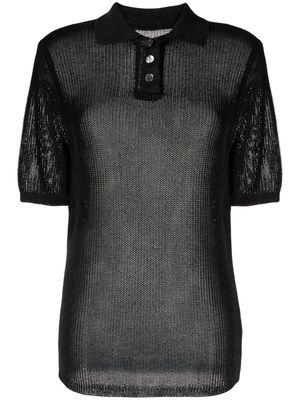 Low Classic crochet-piqué knitted top - Black