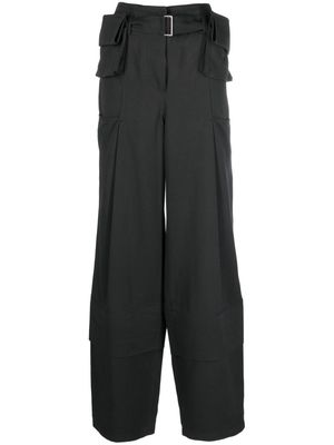 Low Classic double-belted pocket trousers - Black