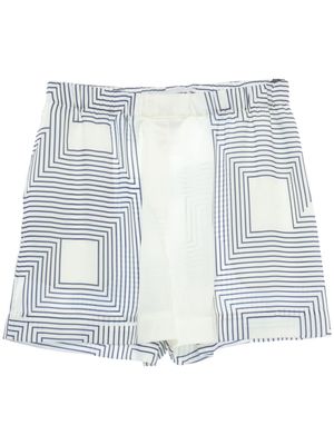Low Classic geometric-print satin-finish shorts - White