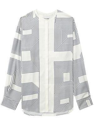 Low Classic geometric-print satin shirt - White