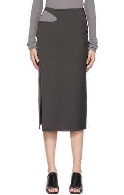 LOW CLASSIC Gray Wool Midi Skirt
