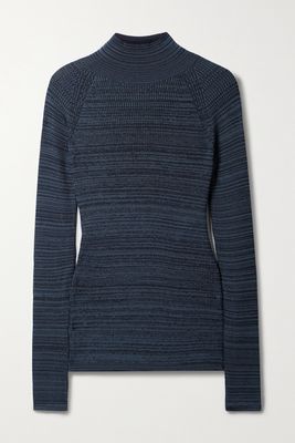 LOW CLASSIC - Jacquard-knit Turtleneck Sweater - Blue