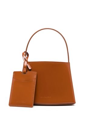 Low Classic mini embossed-logo curve tote bag - Brown