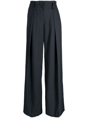 Low Classic pressed-crease wool flared trousers - Blue