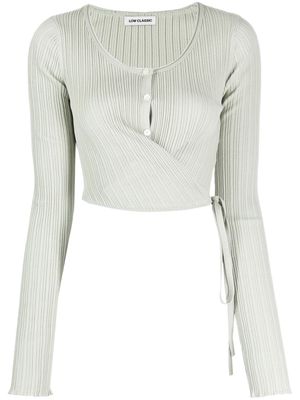 Low Classic ribbed wrap top - Green