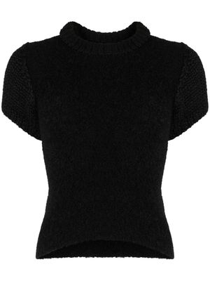Low Classic short-sleeve bouclé jumper - Black
