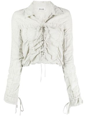 Low Classic striped ruched shirt - White