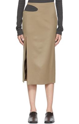 LOW CLASSIC Tan Wool Midi Skirt