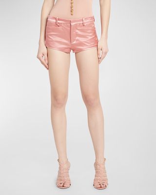 Low-Rise Cotton-Blend Lustrous Duchesse Mini Shorts