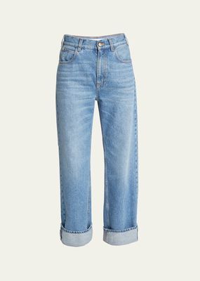 Low-Rise Recycled Denim Straight Boyfriend Trousers