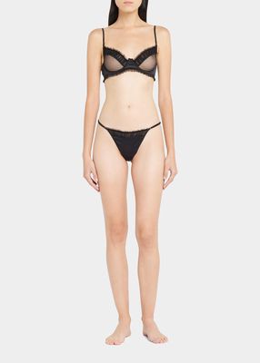 Low-Rise Ruched Tulle Thong
