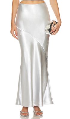 LPA Amalia Maxi Skirt in Metallic Silver