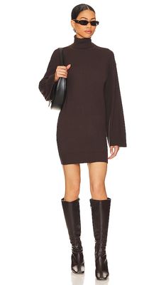 LPA Fallon Sweater Dress in Chocolate