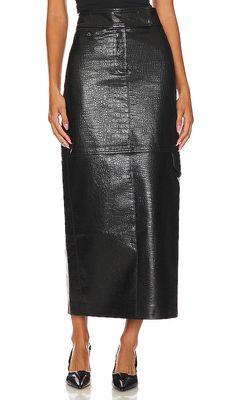 LPA Halle Faux Leather Maxi Skirt in Black