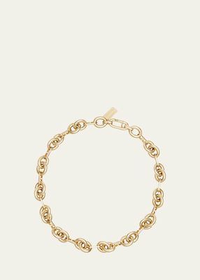 Lr16 Round Double Link Short Necklace in 14K Yellow Gold with Extender
