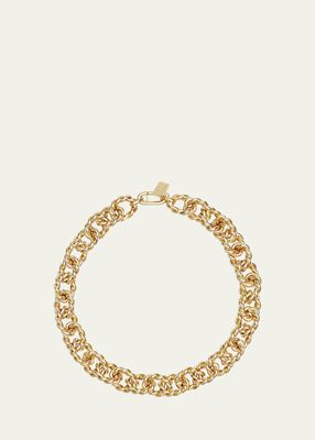 Lr17 Large Twisted Link Short Necklace in 14K Yellow Gold with Extender