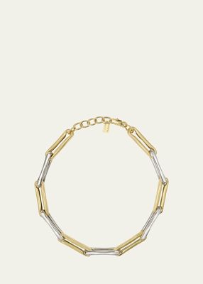Lr3 XL Link Mixed 14K White and Yellow Gold Necklace with Extender