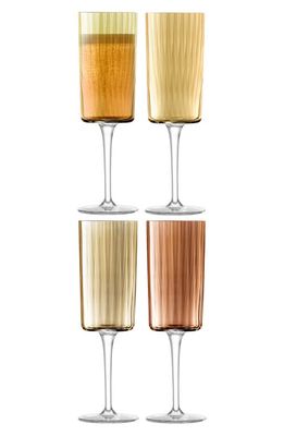 LSA Gems Set of 4 Champagne Flutes in Amber/Orange