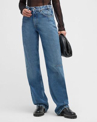 Lu Mid-Rise Straight Seamed Jeans