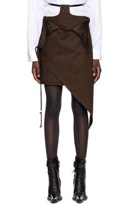 Luar Brown Asymmetric Miniskirt