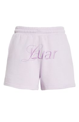 Luar Embroidered Logo Cotton Sweat Shorts in Purple